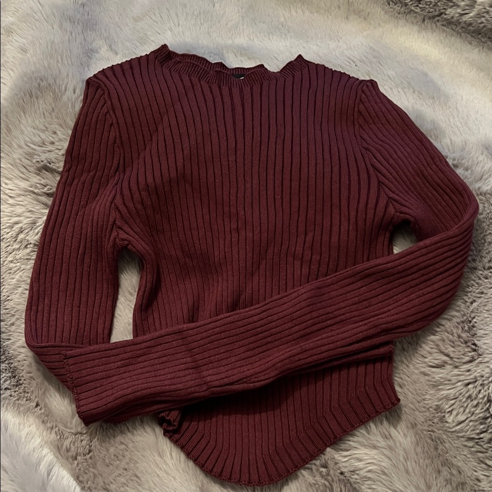 Burgundy Ribbed Sweater